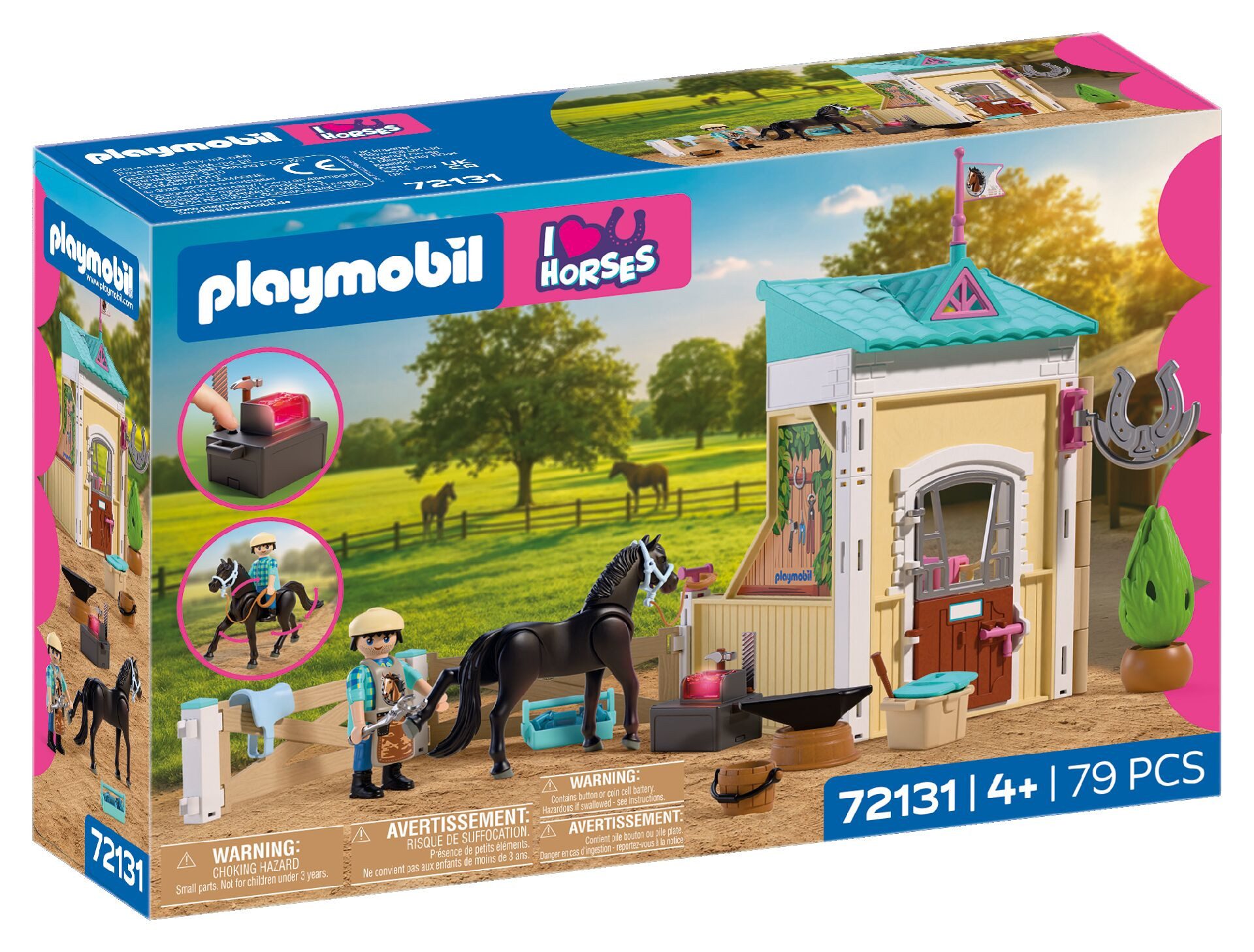Playmobil® Kleiner Stall mit Hufschmied (72131), I Love Horses Konstruktions-Spielset, (79 St), mit Licht, Made in Europe – Bild 2 von 2