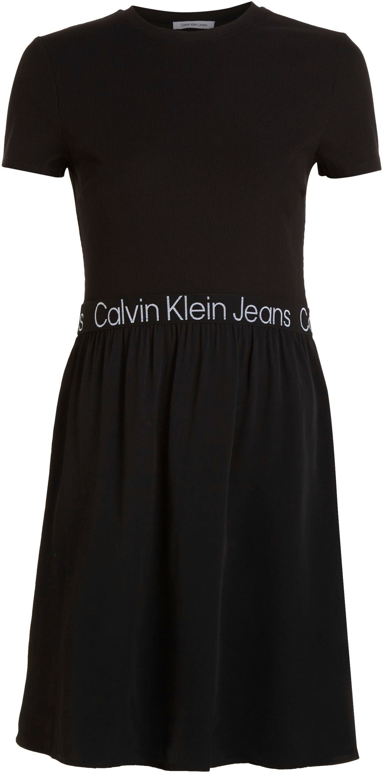 2-in-1-Kleid Jeans im schwarz Klein Materialmix Calvin