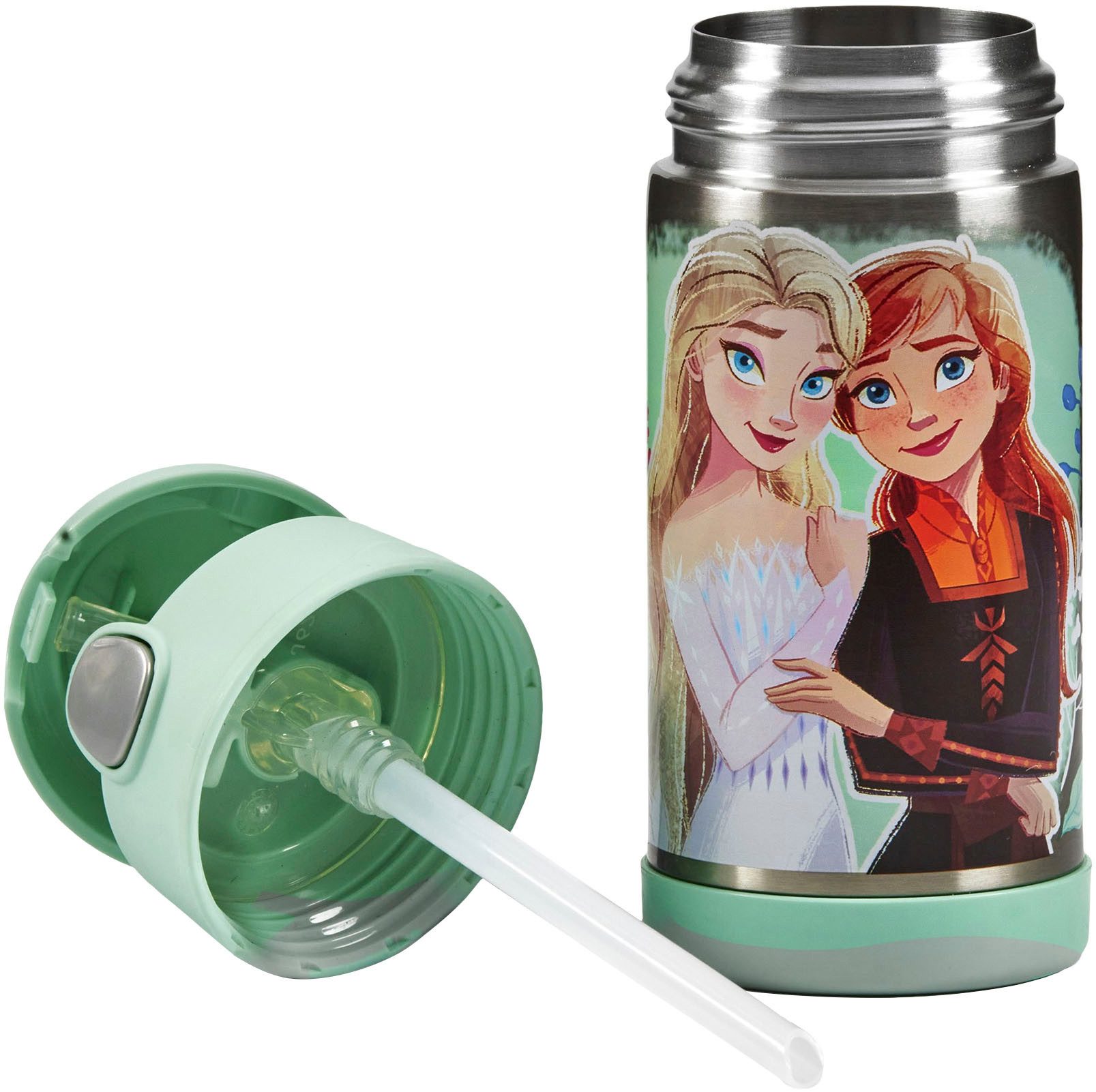 THERMOS Isolierflasche FUNTAINER STRAW BOTTLE, doppelwandiger Edelstahl, spülmaschinenfest, 0,35l, mit Silikonstrohalm, absolut dicht