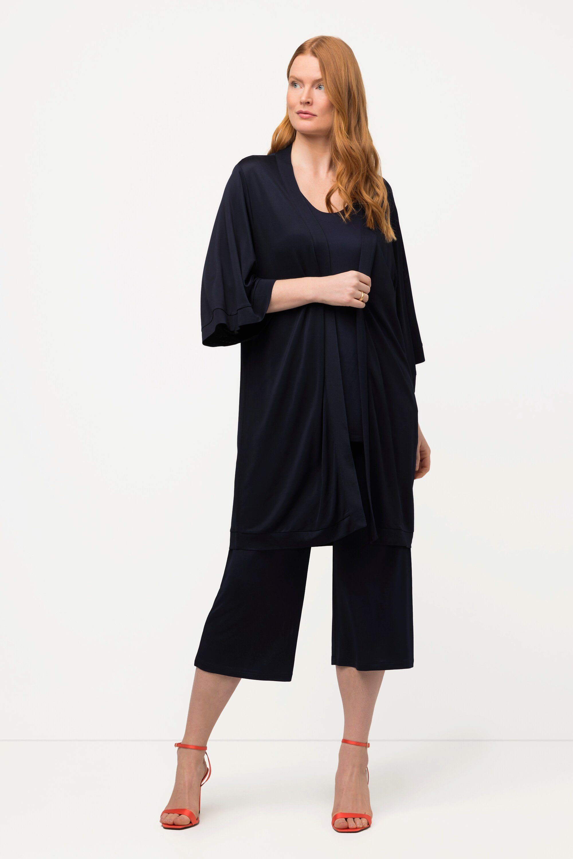 Sommerjacke Kimono Slinky-Piqué Stehkragen Halbarm