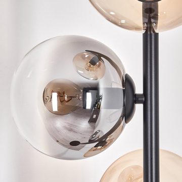 hofstein Stehlampe Stehlampe aus Metall/Glas in Schwarz/Rauchfarben/Bernstein, ohne Leuchtmittel, Leuchte mit Glasschirmen (15cm),Schalter, 4 x E14, ohne Leuchtmittel