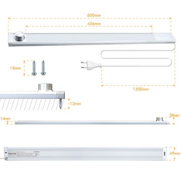 ENUOTEK LED Unterbauleuchte LED Unterbauleuchte Küche Schrankleuchte Dimmbar mit Dreh Schalter, Netzkabel, LED fest integriert, Warmweiß 3000K bis Kaltweiß 6500K, Beleuchtungsfarbe Einstellbar