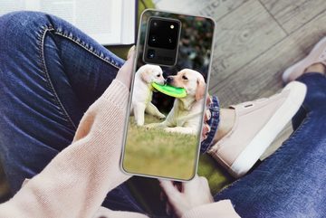 MuchoWow Handyhülle Hund mit seinem Welpen und einem Frisbee, Phone Case, Handyhülle Samsung Galaxy S20 Ultra, Silikon, Schutzhülle