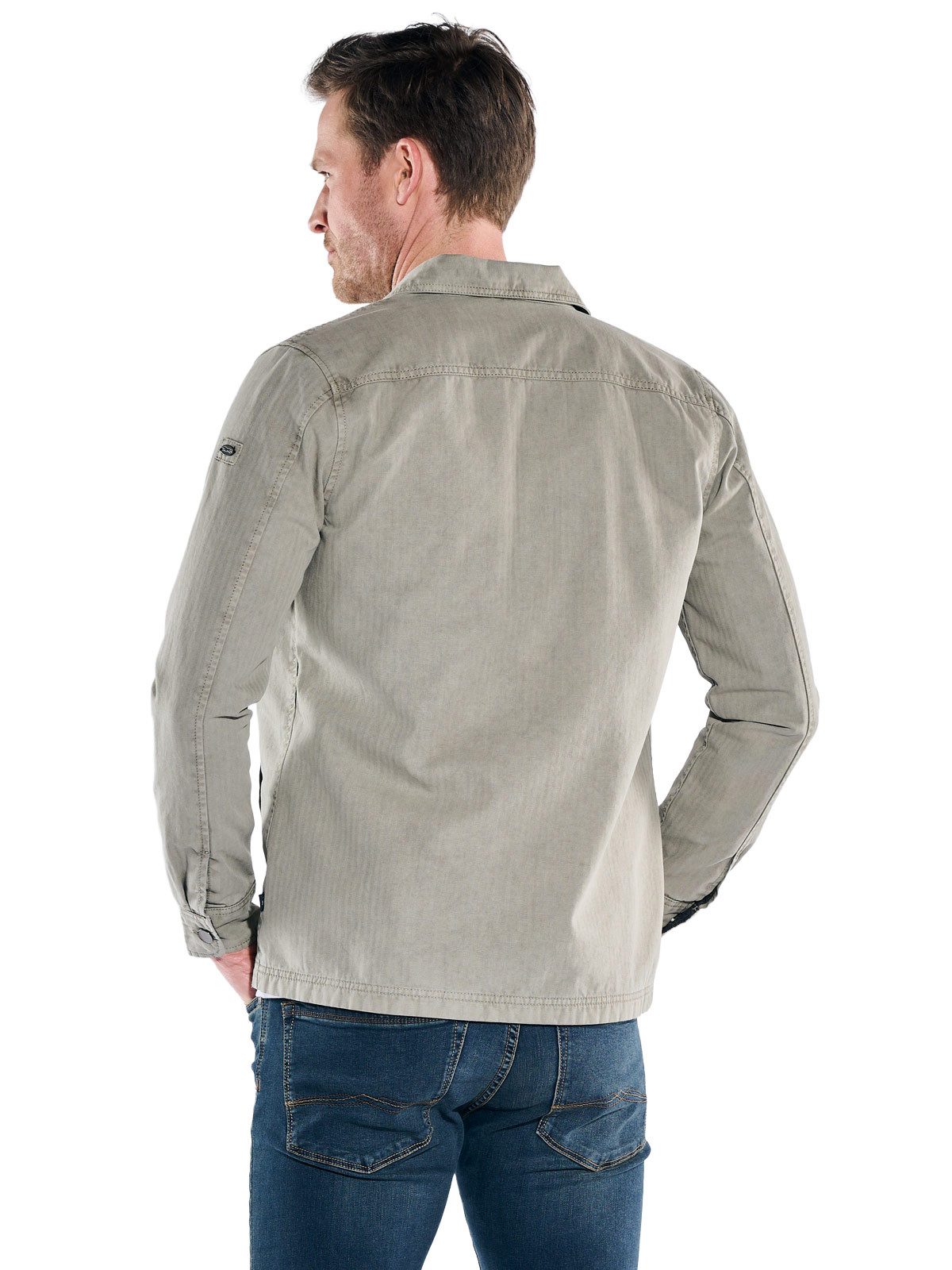 Engbers Langarmhemd Herren Kerniges Overshirt mit Zipper, Khaki
