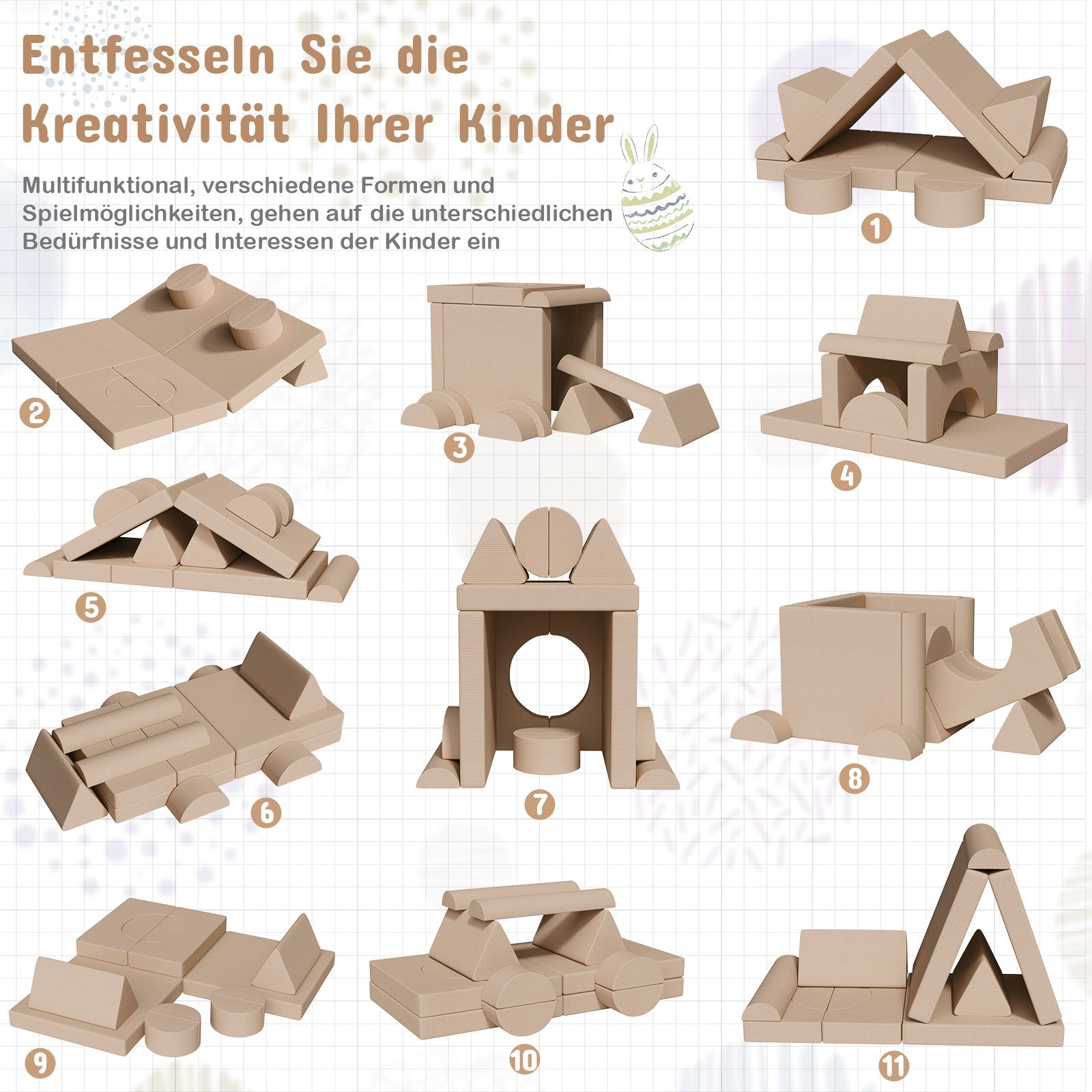 TLGREEN Kindersofa Spielsofa Cord, 15-Teiliges Modulare Kinderspielcouch, Kindersofa-Bausteine, Spielsofa für Kinder, kreatives Spielen für Kuschelecke im Kinderzimmer