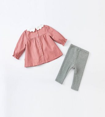 Dave & Bella Germany 2-in-1-Langarmshirt Set: Bluse & Legging für Mädchen dunkelrosa