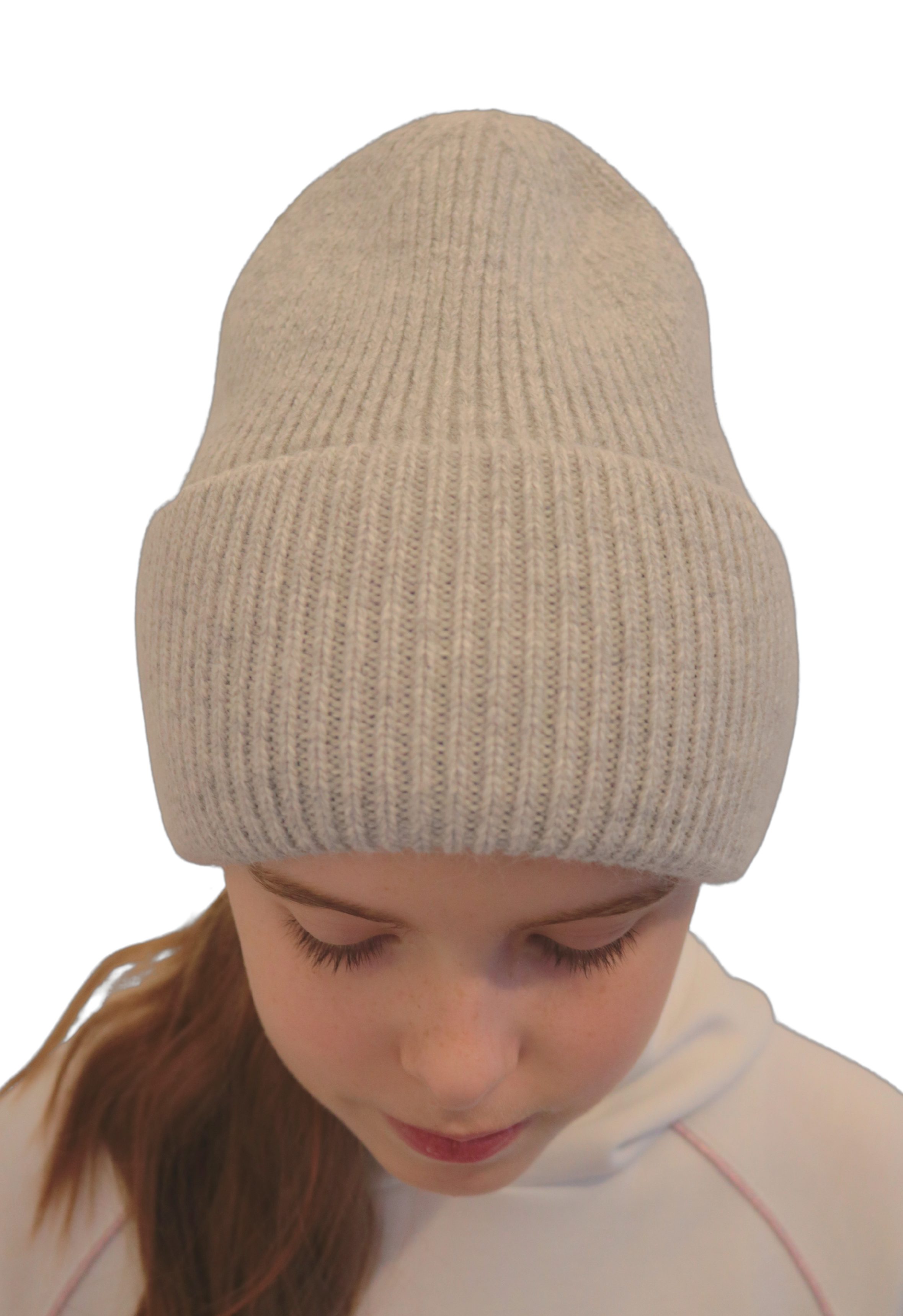 MonCaprise by Clothè Beanie Mädchen breitem mit Strickmütze & Viskose Wintermütze grau Kaschmir Umschlag