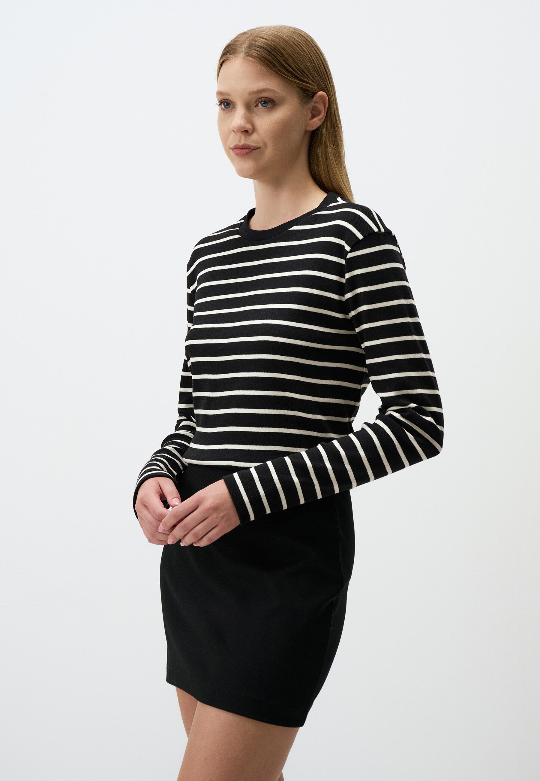 Blusentop Rundhalsausschnitt Gemustert Baumwolle Bluse