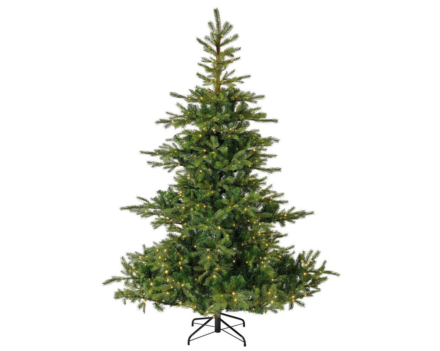 Kaemingk Künstlicher Weihnachtsbaum Everlands Künstlicher Weihnachtsbaum GRANDIS FIR 1,5 m Grün beleuchtet, Tanne, 250 warm weiße LED, 8h-Timer, 8 Twinkle-Modi, Klappsystem