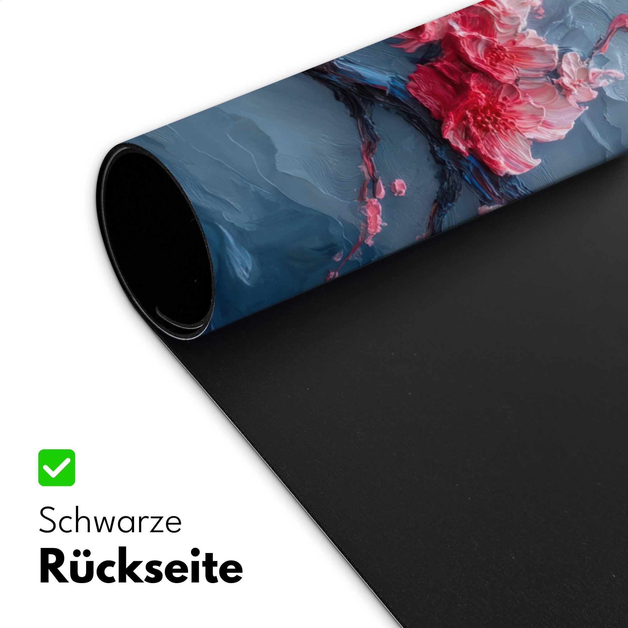 MuchoWow Gaming Mauspad Blüte - Blume - Rosa - Zweig (1-St), Gaming Mauspad XXL, Schreibtischunterlage, Desk Mat Groß, 80x40 cm