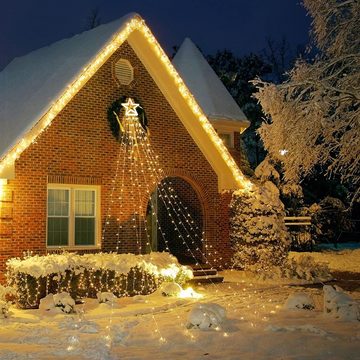 GelldG LED Solarleuchte Dimmbar Weihnachtsbaum Lichterkette Außen für Tannenbaum, Party
