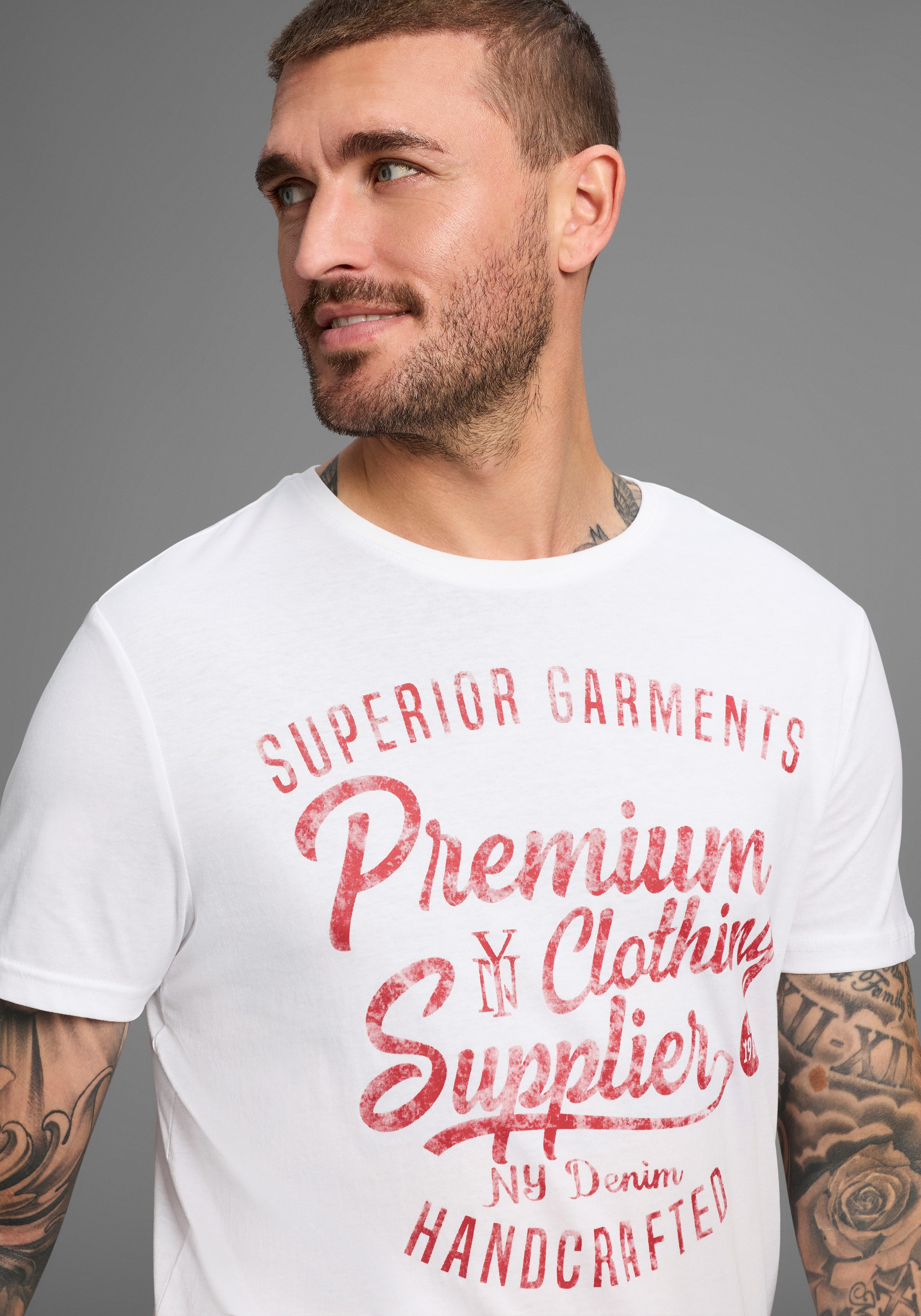 AJC T-Shirt Kurzarm, schmale Passform, im Vintage-Design