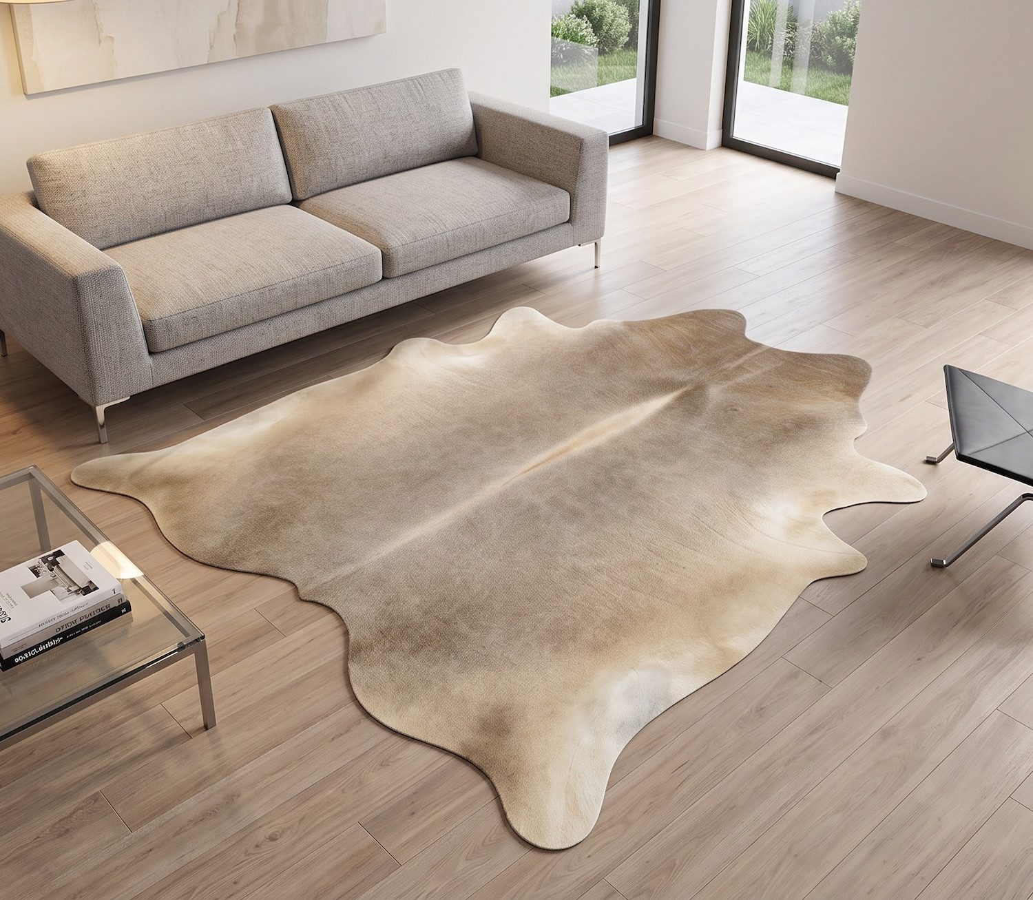 KUHFELL online & NOMAD Fellteppich Kuhfell Rinderfell Teppich grau Braun 210 x 180 cm Fellteppich