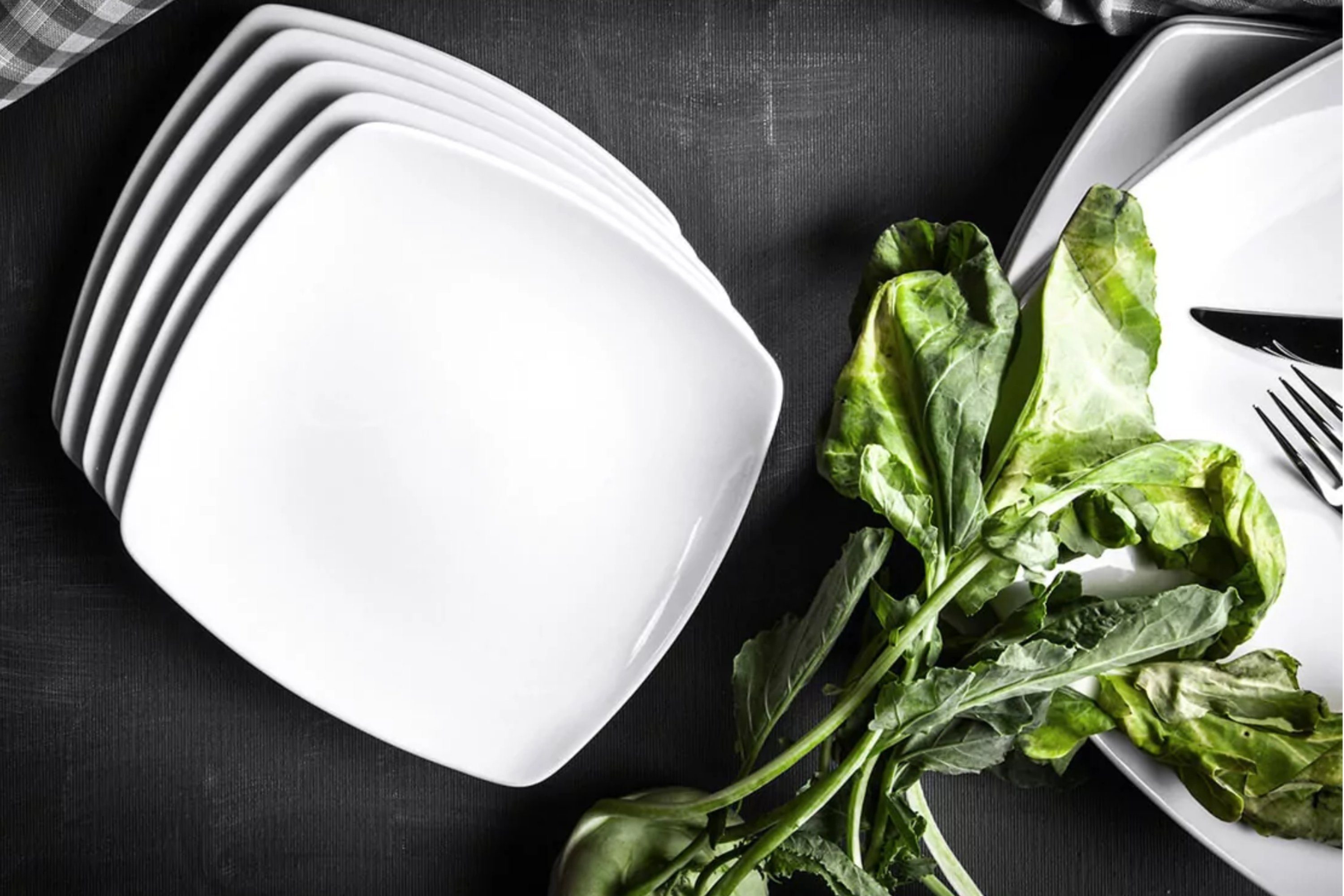 KONSIMO® Teller-Set CARLINA Dessertteller Geschirrset (6-tlg), 6 Personen, Porzellan, Spulmachinen- und Mikrowellengeeignet, quadratisch