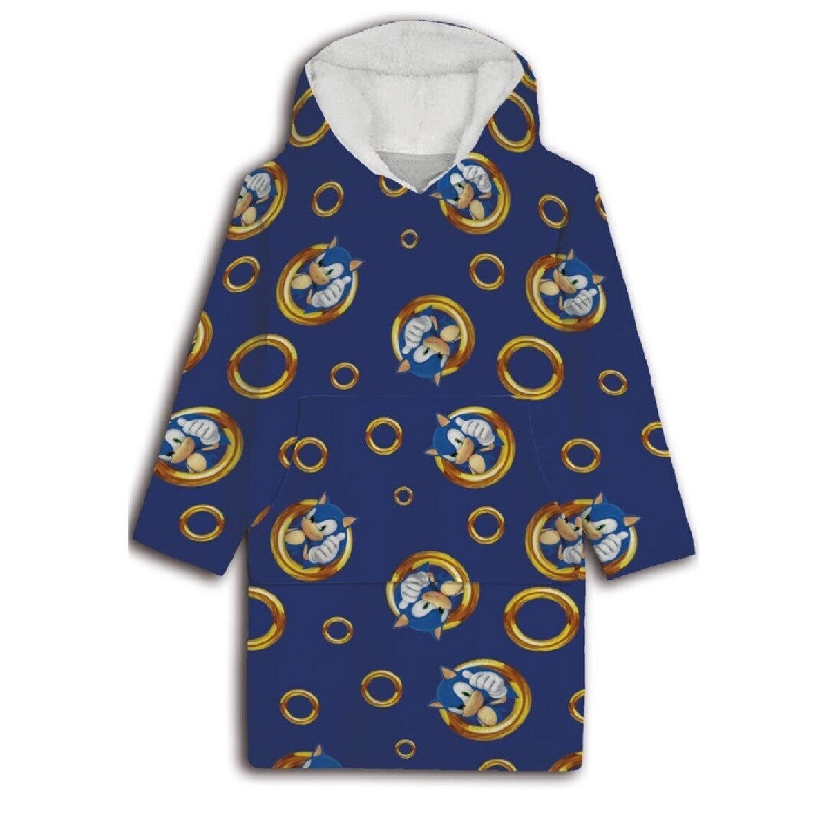 Sonic The Hedgehog Poncho - Bequemer Überwurf mit Kapuze für Erwachsene in Einheitsgröße (1-St) vielseitig Nutzbar am Strand