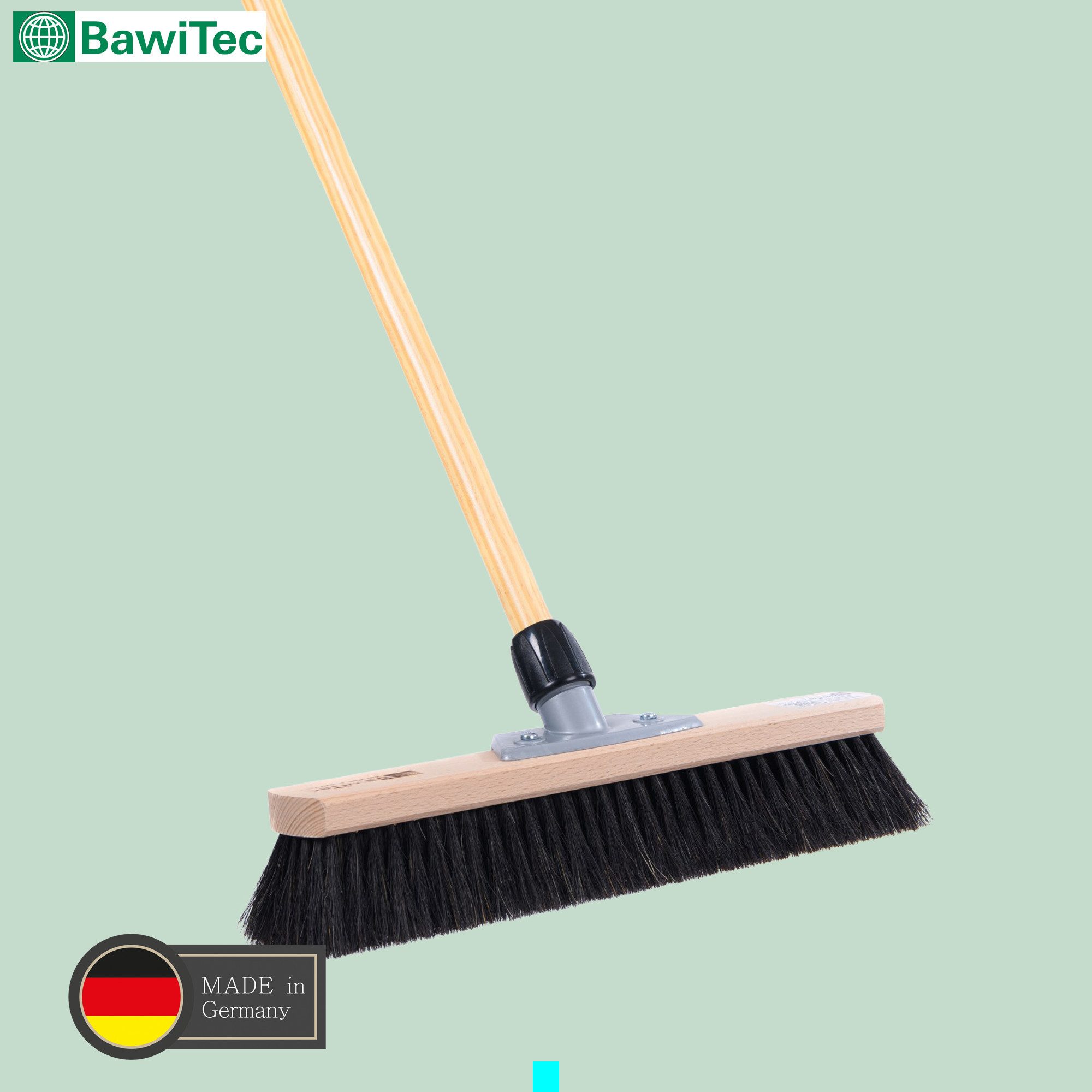 BawiTec Kehrgarnitur Rosshaarbesen mit Holstiel XXL Zimmerbesen Haushaltsbesen Stubenbesen, Fliesen, Laminat, Vinylböden, Steinzeug, PVC-Böden, Parkett, sehr we – Bild 4 von 5