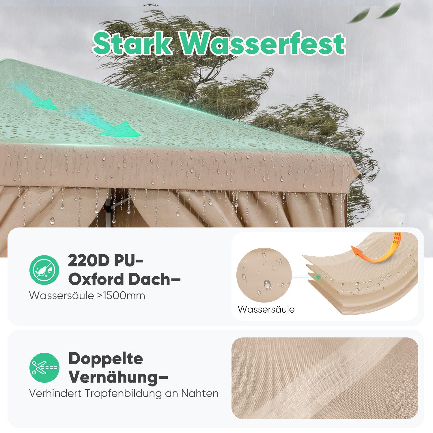 SUNULA Faltpavillon 3x3 m Gartenpavillon mit 4 seitenteilen wasserdicht, mit 4 Seitenteilen, (inkl. 4 Seitenteile), Wasserdicht Faltpavillon, Winterfest Pavillon Pop Up Partyzelt