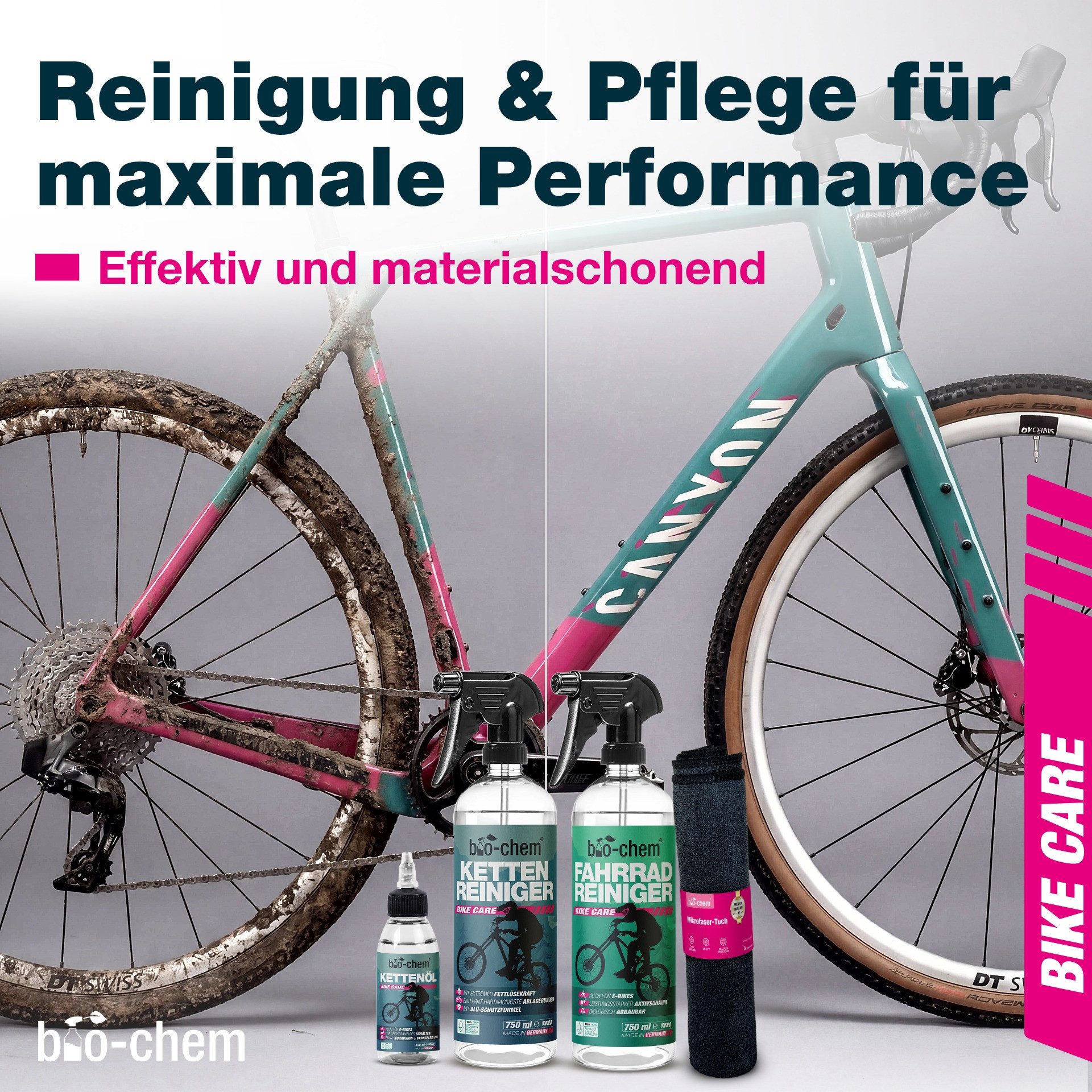 bio-chem Fahrradreiniger-Set – Professionelle Reinigung & Pflege inkl. Zubehör Zweiradreiniger (Sparpaket, [- Fahrrad-Reinigung BASIC-SET 4-teilig 4-teiliges Fahrradpflege-Set)