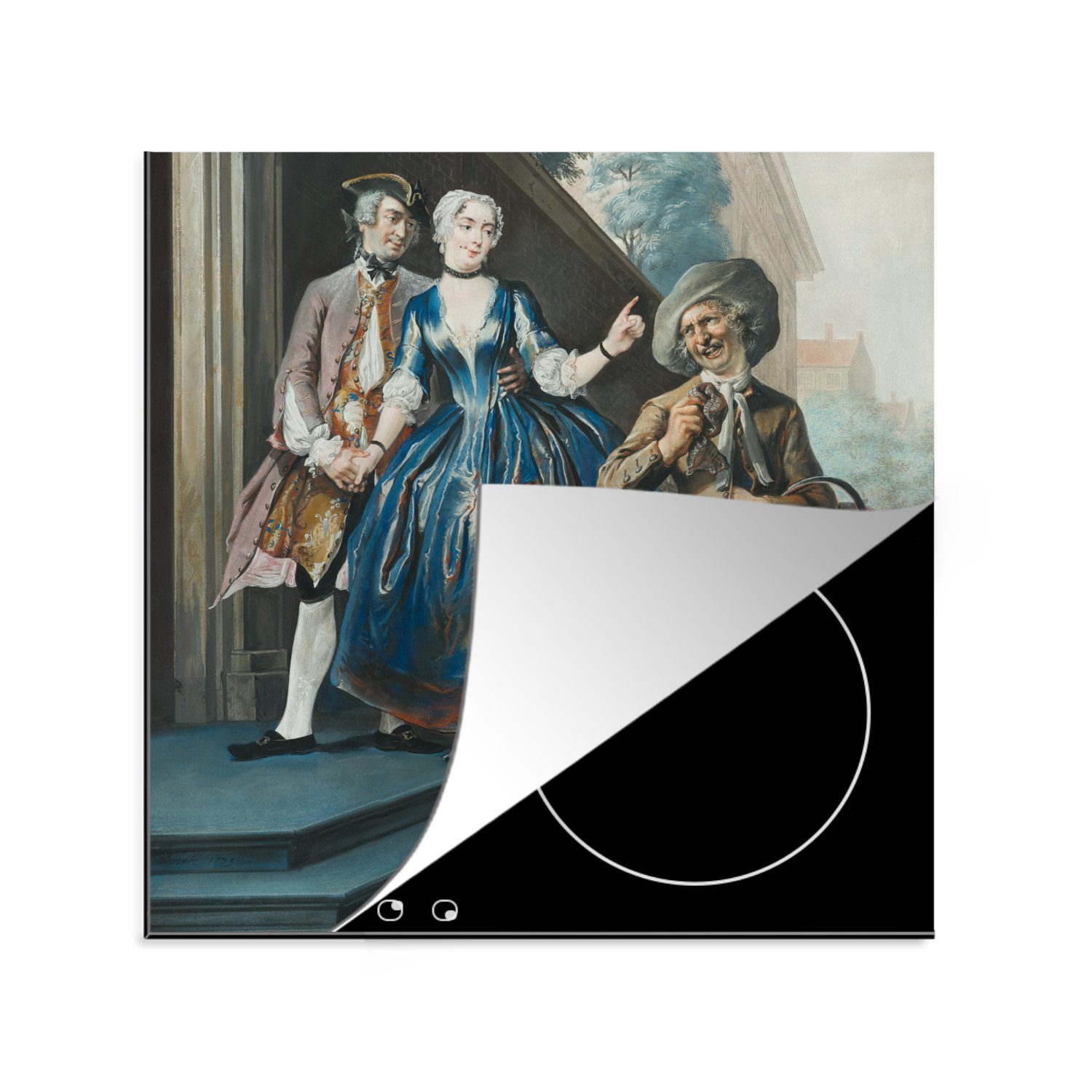 MuchoWow Herdblende-/Abdeckplatte Pefroen mit dem Schafskopf - Cornelis Troost, Vinyl, (1 tlg), 78x78 cm, Ceranfeldabdeckung, Arbeitsplatte für küche