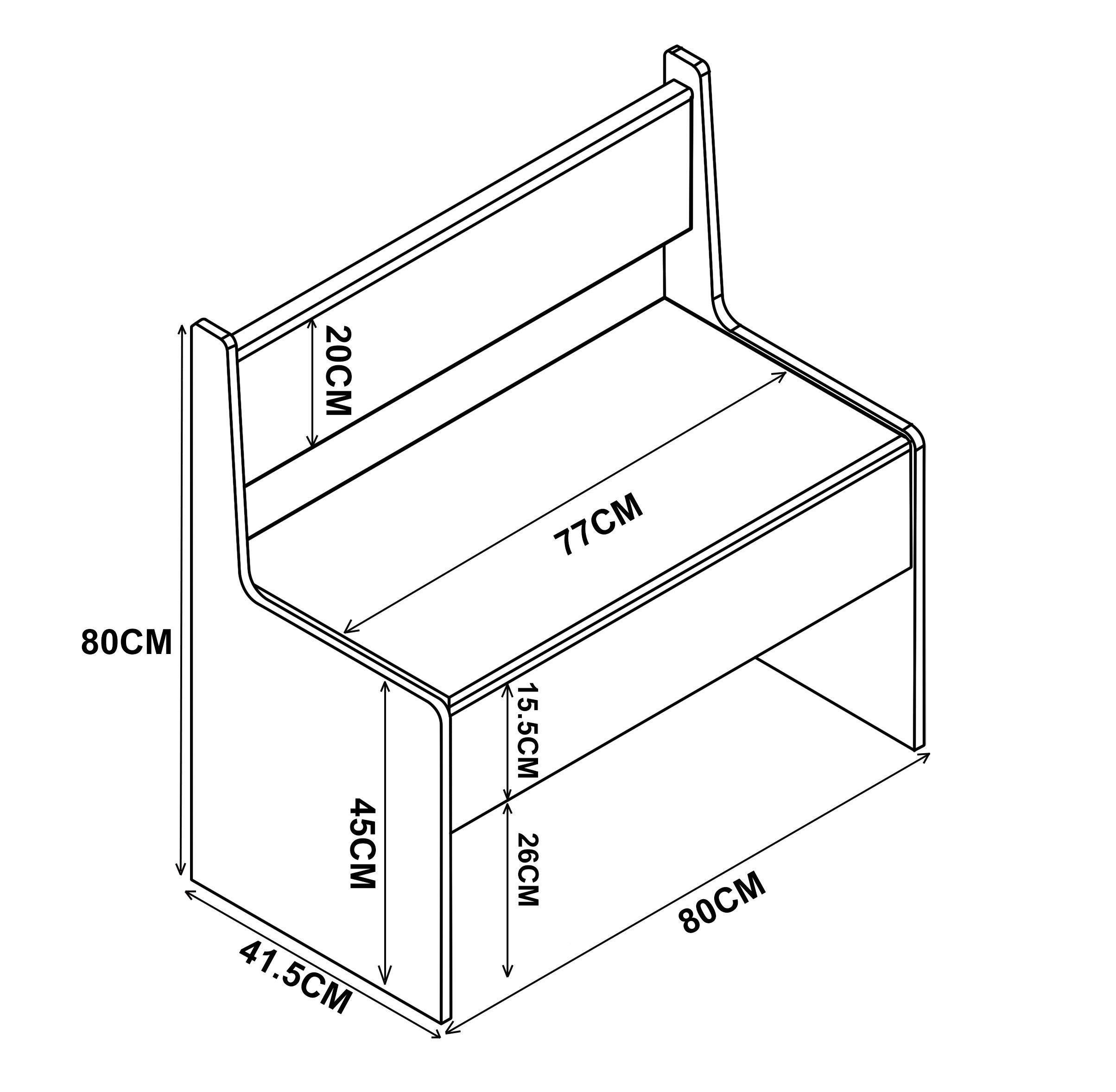 VCM Essbank Holz Eckbank Sitzbank Bank Truhe Esal Breite 80 cm