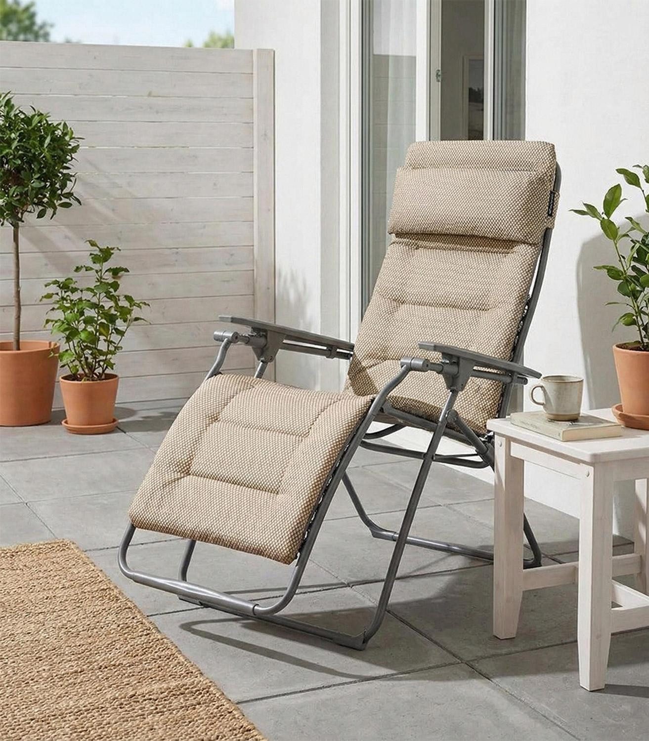 Lafuma Gartenstuhl Liegestuhl BE COMFORT FUTURA, Braun, Stahl, mit Polsterauflage, Klappbar, Relaxfunktion, B 71 x H 113 x T 83 cm