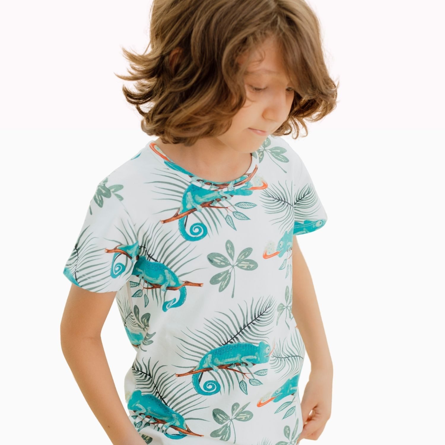 Walkiddy T-Shirt Walkiddy Chameleons Kinder Bio Baumwolle GOTS White Bio Baumwolle,GOTS, Kinderbekleidung,nachhaltige Klamotten,T-Shirt