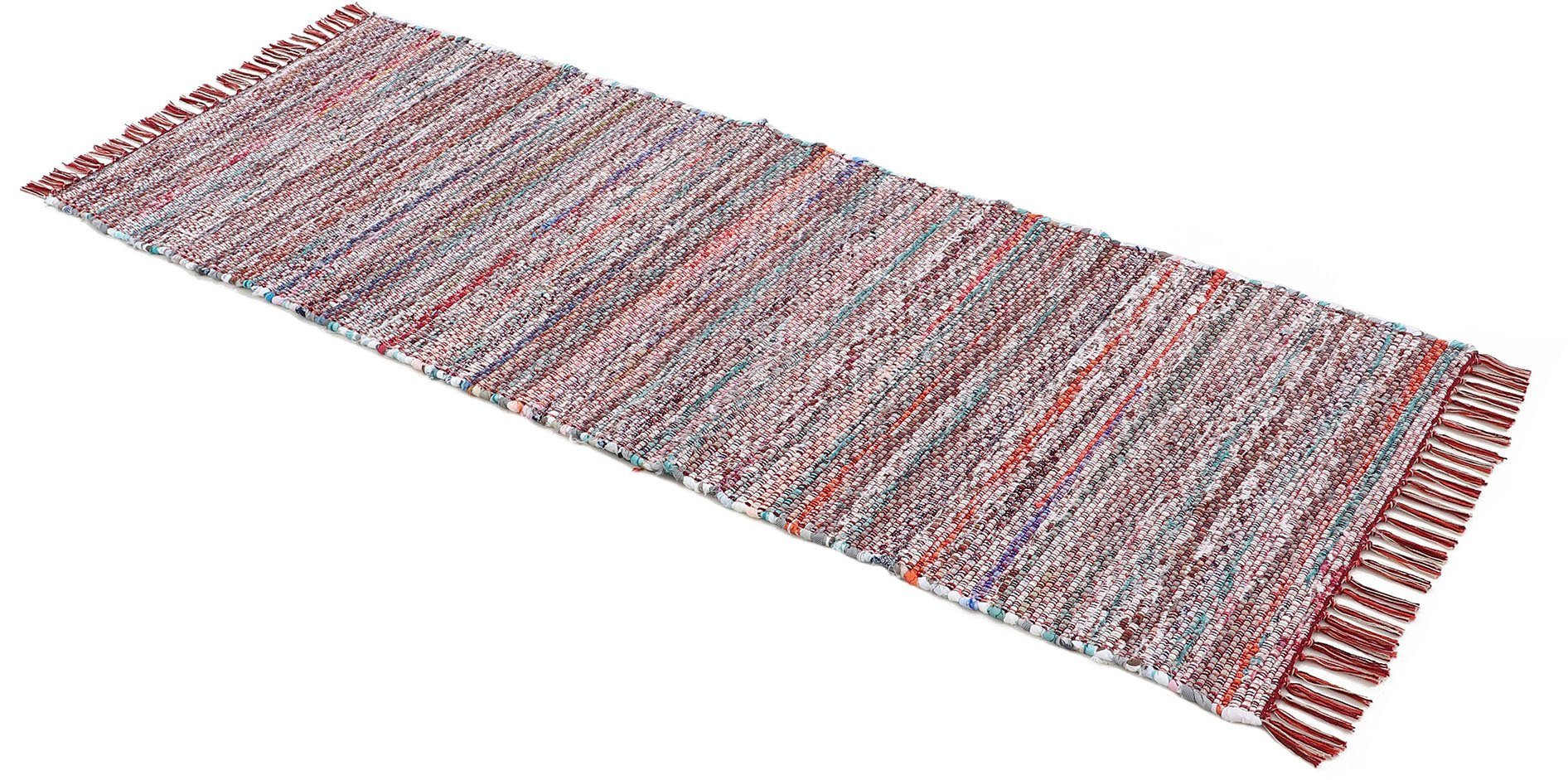 carpetfine Teppich Kelim Chindi, Wendeteppich, rechteckig, Höhe: 6 mm, handgewebt, Fleckerlteppich mit Fransen, auch vielen in Läufergrößen