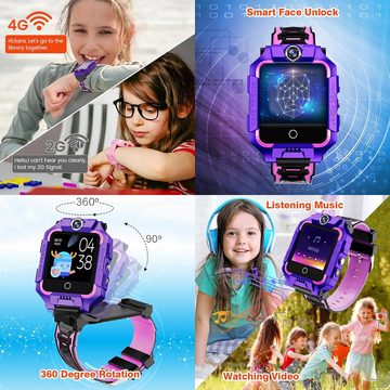 ele eleoption für Kinder Mädchen Jungen, GPS IP67 Wasserdicht Smartwatch (Android / iOS), mit 4G 360° Dual-Kamera WiFi Video Telefonanruf SOS Schrittzähler