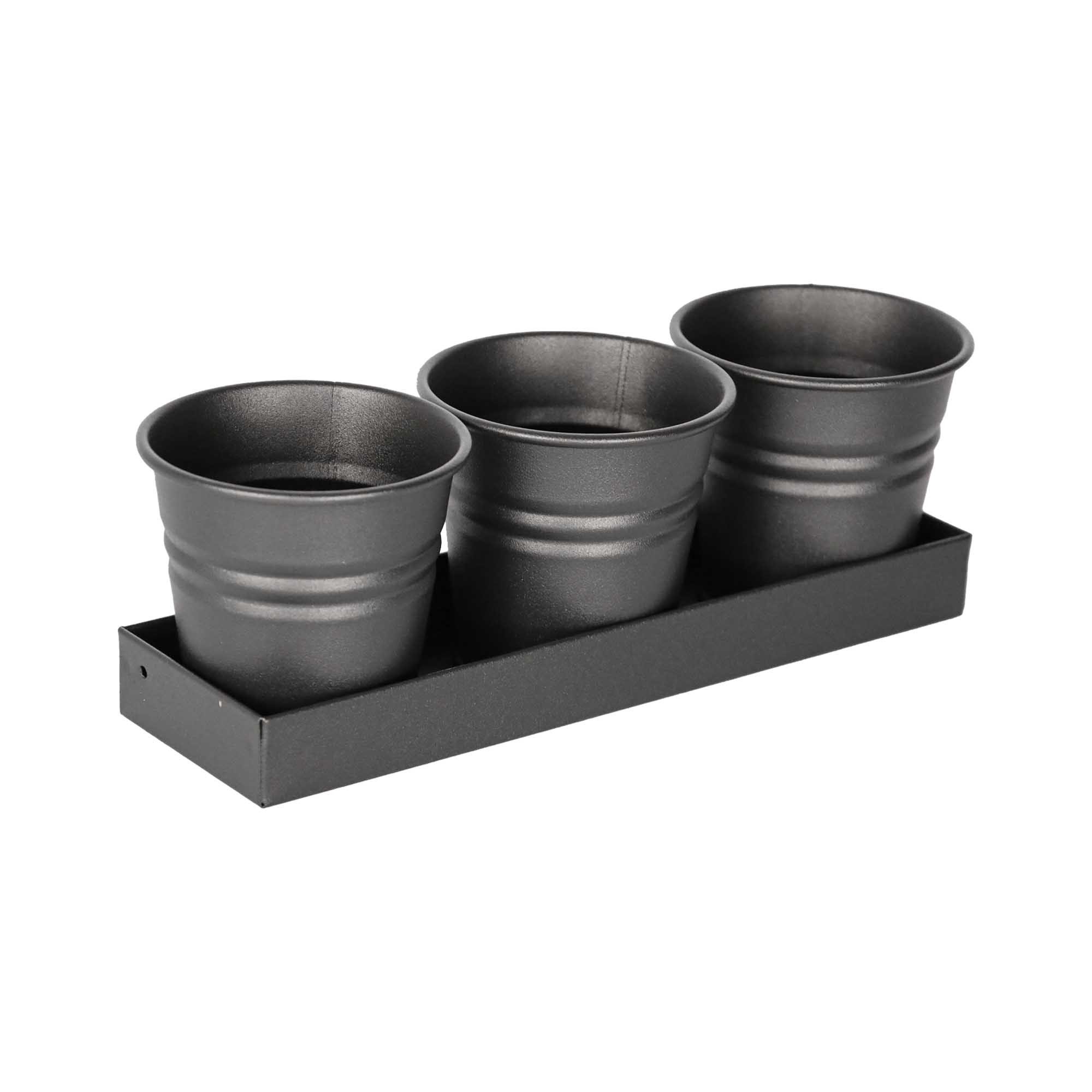 Thumbnail - Mary's Garden Supplies Blumentopf Metalltablett mit3 Töpfen Mary's Garden Supplies, 33 cm,Farbe schwarz