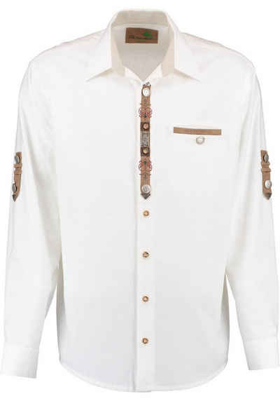 OS-Trachten Trachtenhemd »Varfa« Langarmhemd mit Stickerei und Zierteile auf der Knopfleiste