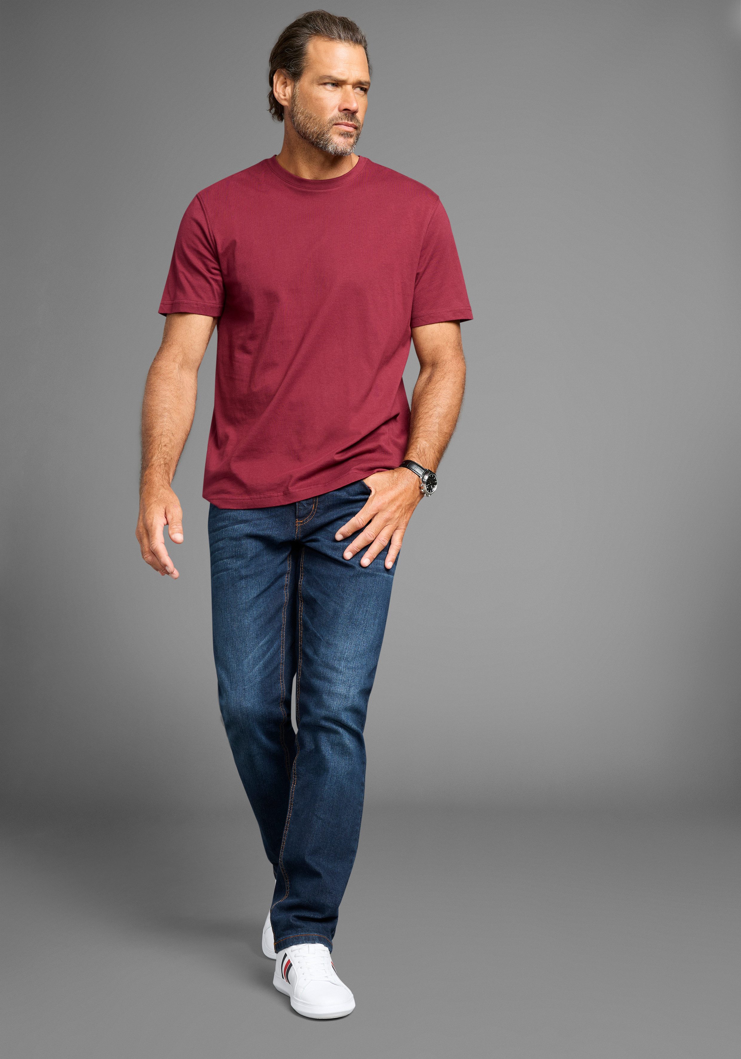 Man's World Rundhalsshirt (5er-Pack) Kurzarm, Regular Fit, unifarben, Rundhals, aus Baumwolle – Bild 5 von 5