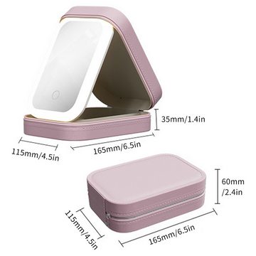 TWSOUL Kosmetiktasche Kosmetik-Aufbewahrungsbox mit großem Fassungsvermögen und LED-Licht, Lichthelligkeit einstellbar