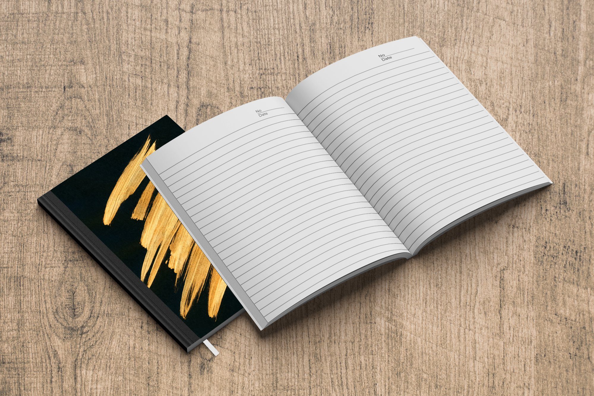 Farbe Streifen Seiten, - MuchoWow A5, - Tagebuch, Notizbuch Gold Abstrakt, - Merkzettel, Notizheft, Haushaltsbuch - Journal, 98 Luxus