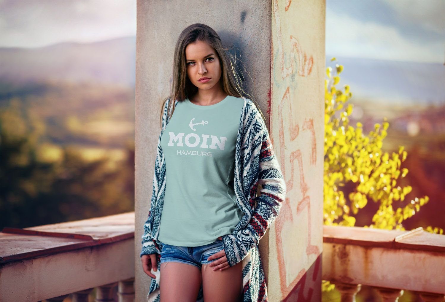 MoonWorks Print-Shirt Damen T-Shirt Moin Hamburg günstig online kaufen