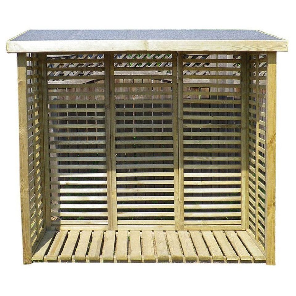 Gartenpirat Kaminholzregal mit Rückwand Kaminholzregal aus Holz KDI grün Brennholzlager, BxTxH:208x75x200 cm