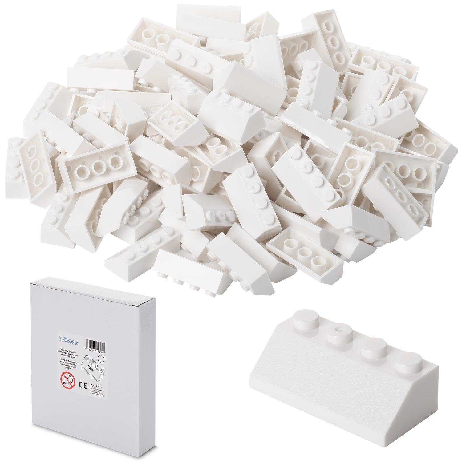 Katara Konstruktionsspielsteine 100 Steckbausteine in Dachform Konstruktionsspielsteine, (Packung), 100% Kompatibel Sluban, Papimax, Q-Bricks, LEGO®