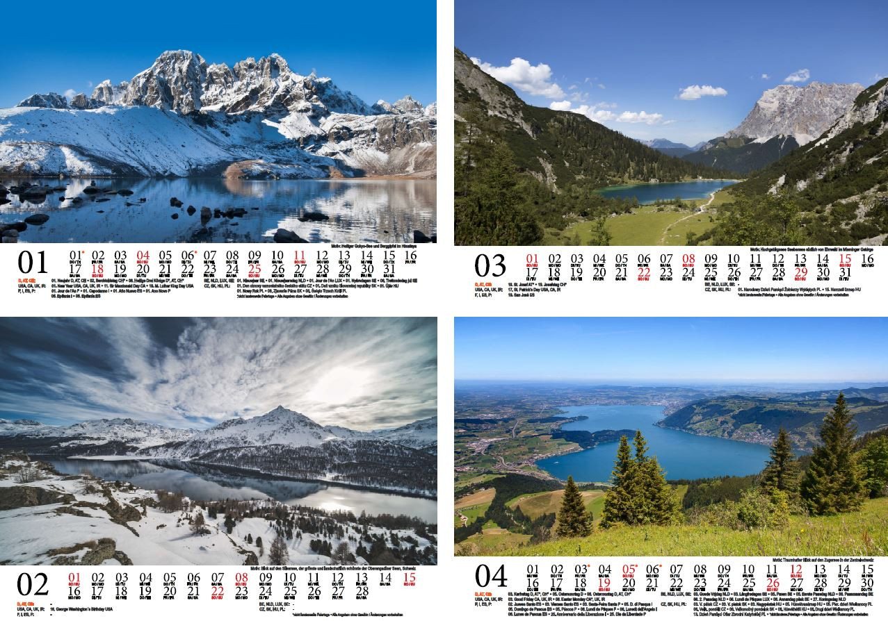 Thumbnail - Seelenzauber Wandkalender Reisezauber Bergseen DIN A5 Kalender für 2026 Bergseen Gipfel Berge