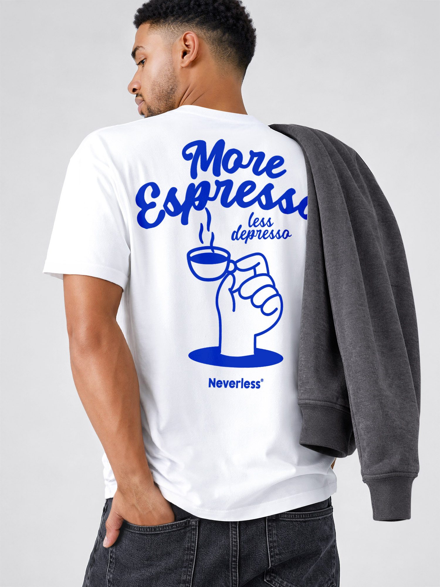 Neverless Oversize-Shirt Herren T-Shirt - More Espresso - Relaxed Fit Sommer Fashion mit Print – Bild 5 von 5