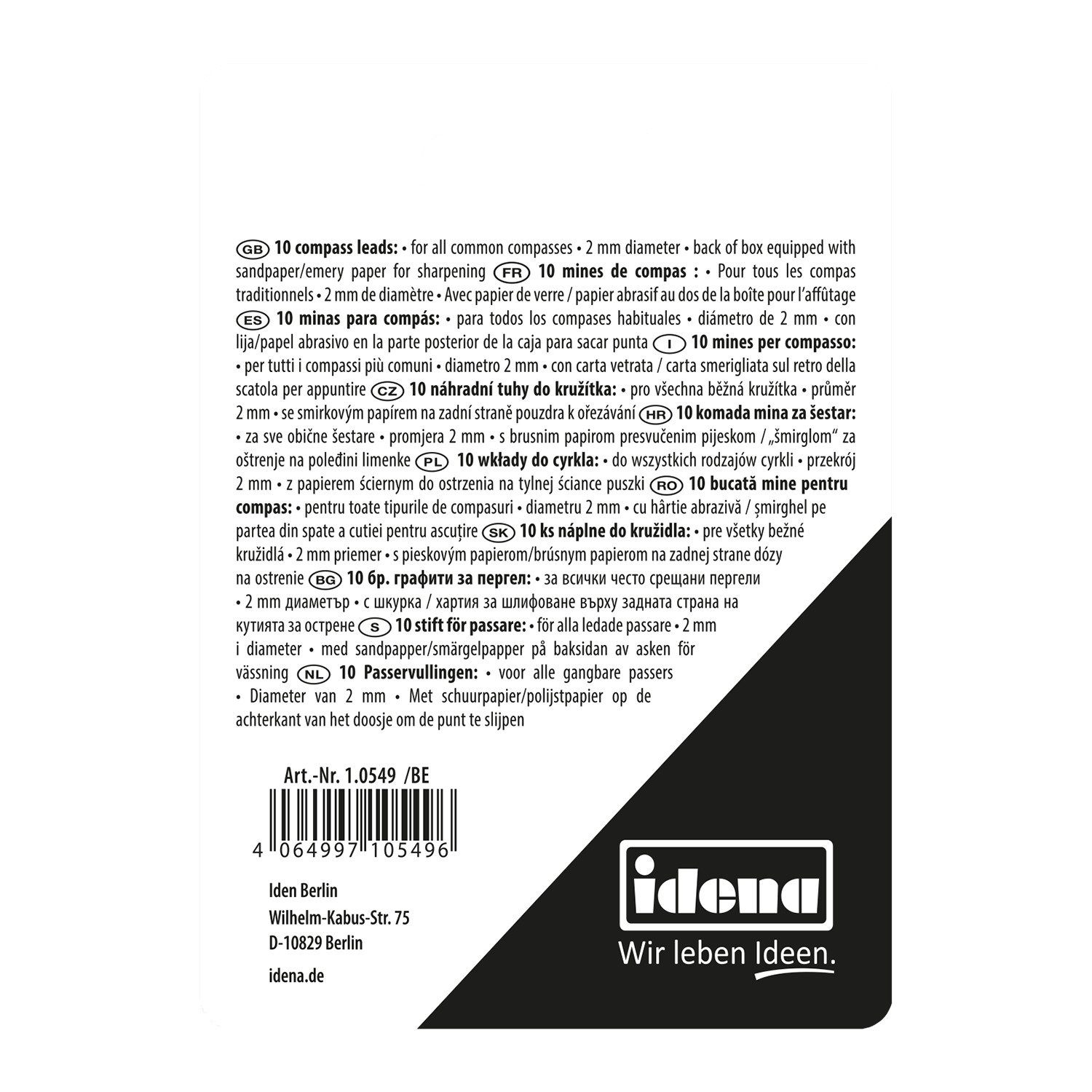 Idena Zirkel Idena Zirkelminen 10er in Dose mit Schleifpapier