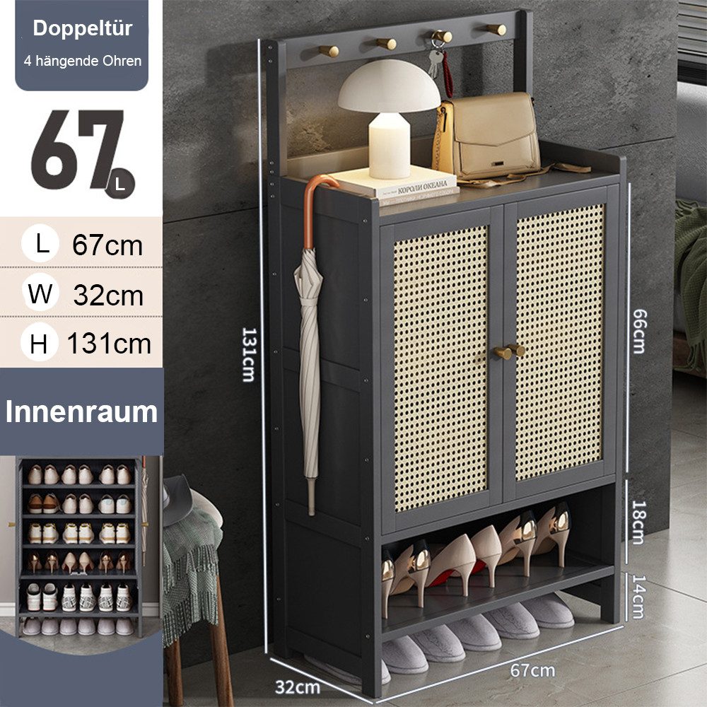 NUODWELL Schuhschrank Bambus Schuhschrank mit Haken, günstig online kaufen