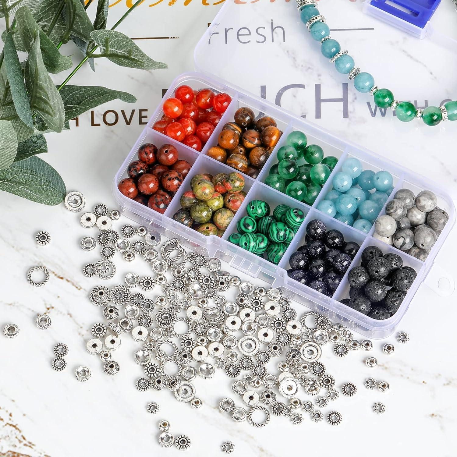 LuxusKollektion Bastelperlen Edelstein Perlen Set 200 Stück 8mm Schmuck Basteln mit Zwischenperlen