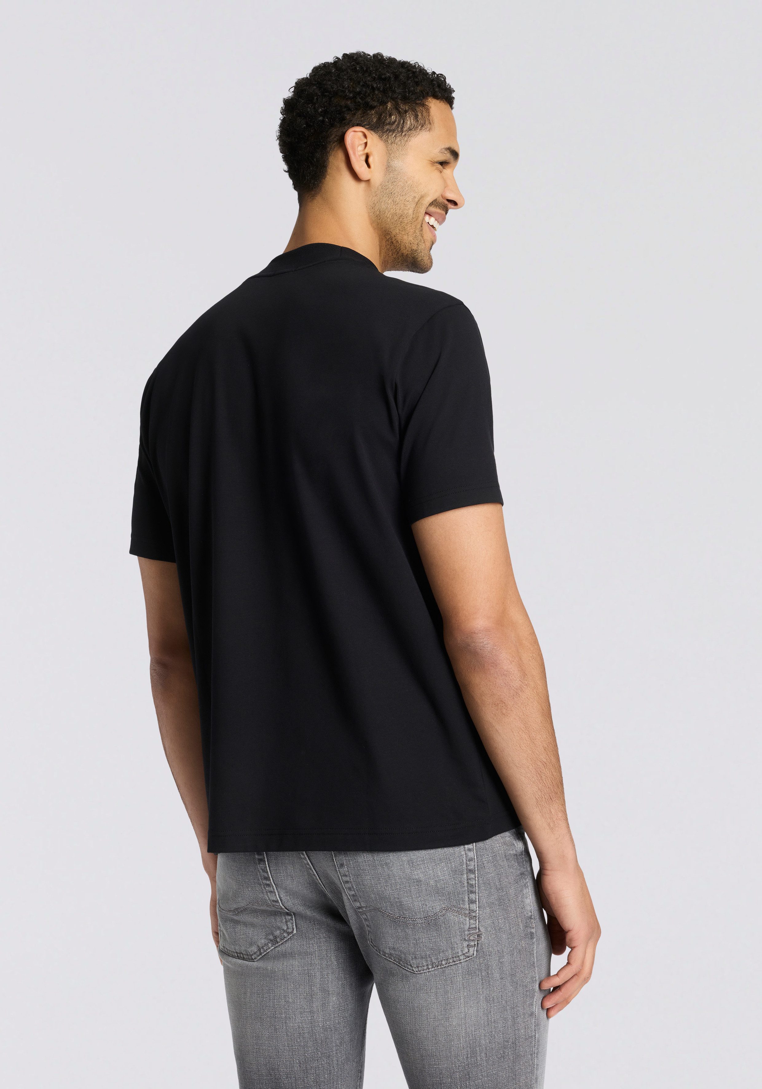 BOSS GREEN T-Shirt Tee Collar Relaxed Fit Stretch Jersey Baumwolle, Logo Centered, Rundhals