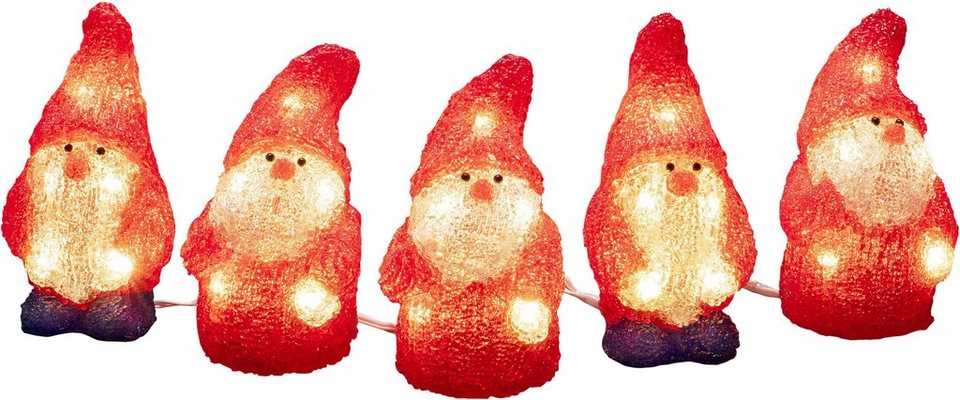 KONSTSMIDE LED Dekofigur LED Acryl Weihnachtsmann, 5er-Set, 40 warm weiße  Dioden, LED fest integriert, Warmweiß | Fensterbilder