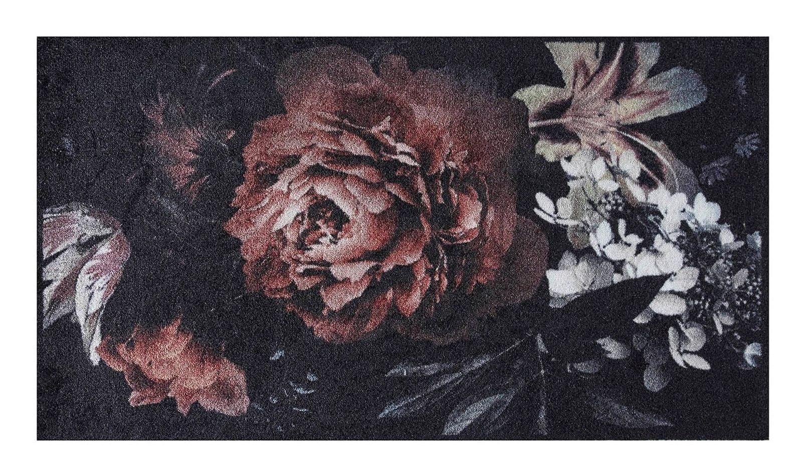 MD Entree Fußmatte Universal Teppichläufer Wohnzimmer Teppich, rechteckig, Höhe: 8 mm, bei 30° waschbar, anti-rutsch, 67 x 150 cm, Bella Rosa, schwarz
