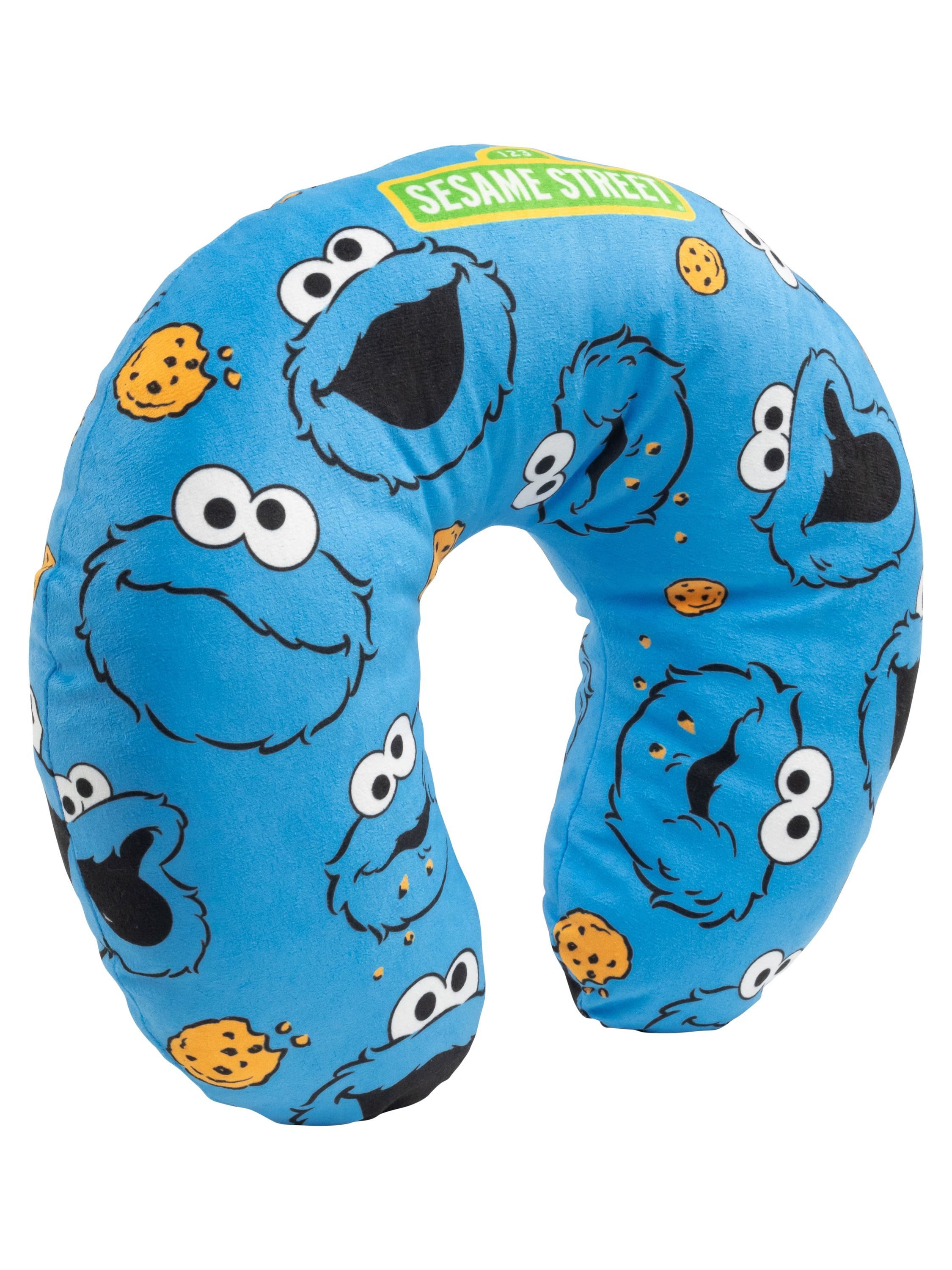 United Labels® Dekokissen Sesamstraße Krümelmonster Allover Reise Nackenkissen Nackenhörnchen