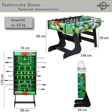 GAMES PLANET Kickertisch Kickertisch "Liverpool" in 4 Dekoren, Tischkicker, Tischfussball, mit Hohlstangen, inkl. 2 Bälle, klappbar, in 4 Dekoren