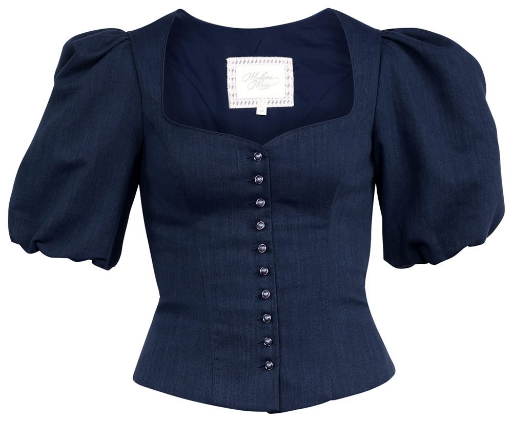Madame Marie Dirndltop Trachtenmieder Tirelle Puffarm midnight