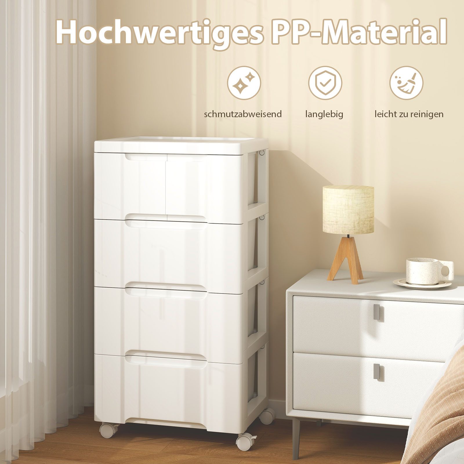 COSTWAY Kommode, Nischenschrank mit Rollen, 7 Schubladen 40x32x114cm