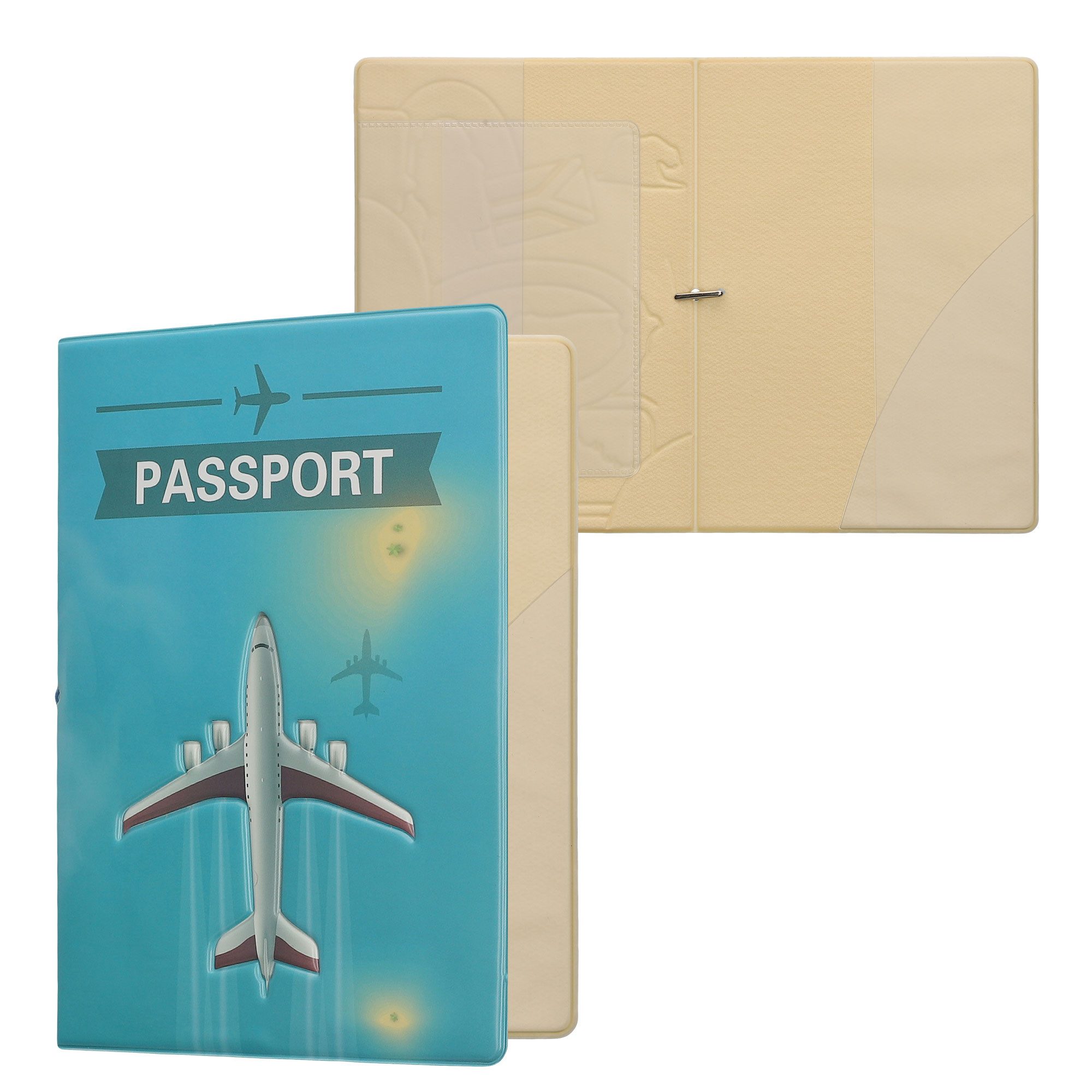 kwmobile Etui Reisepass Kunststoff Schutzhülle Ausweis Hülle Impfpass Schutz, Cover Reisepasshülle Ausweishülle in Flugzeugreisen Design