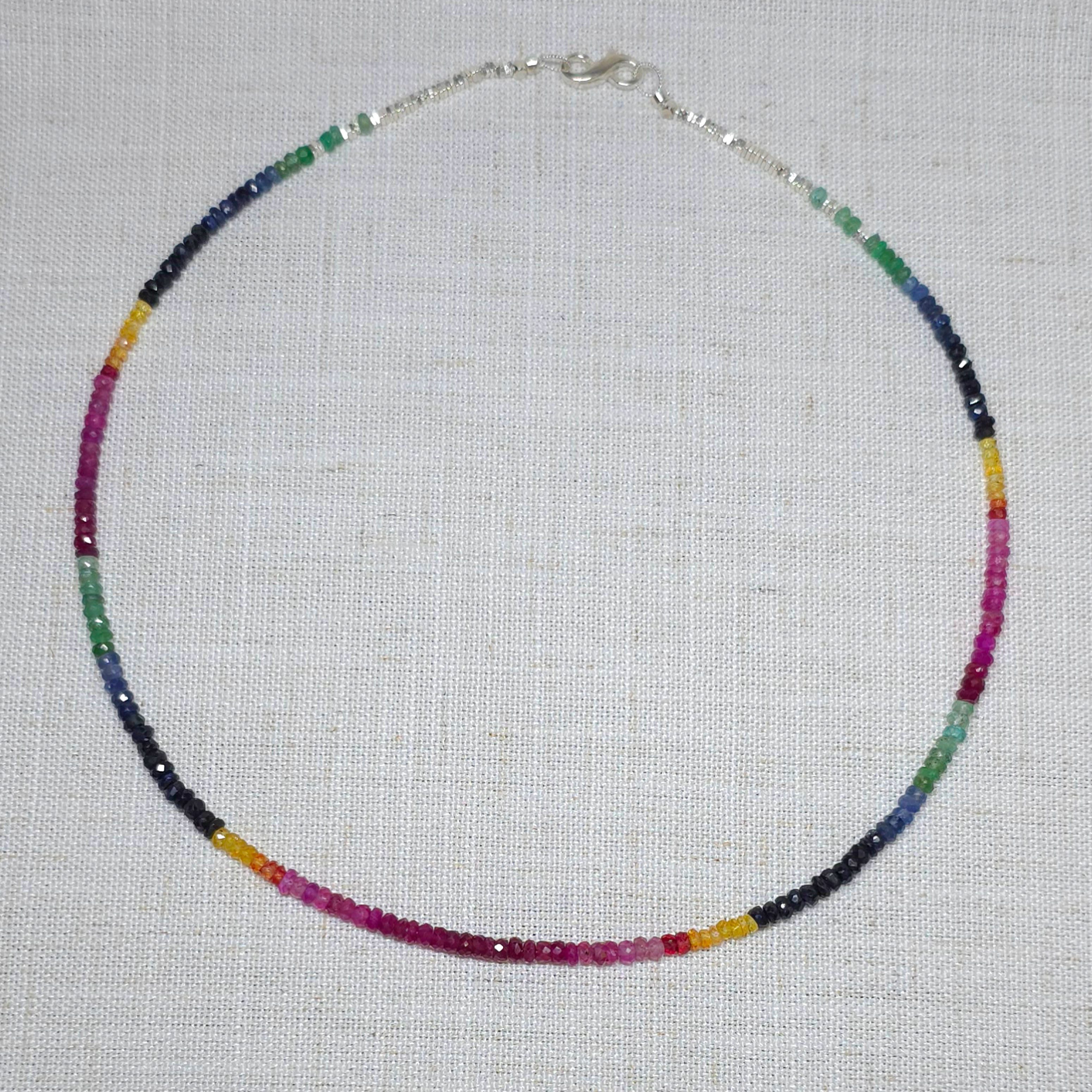 GOLDEN Perlenkette Rubin Saphir Smaragd Collier, günstig online kaufen